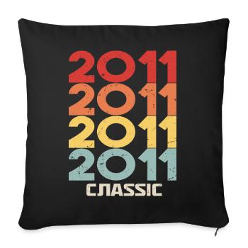 2011 Anniversaire dans le style vintage classique 2011 - Housse de coussin décorative 45 x 45 cm - noir - Devant