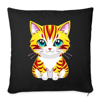 Adorable illustration of a blue-eyed cat - Sofa pillowcase 17,3'' x 17,3'' (45 x 45 cm) - black - Front