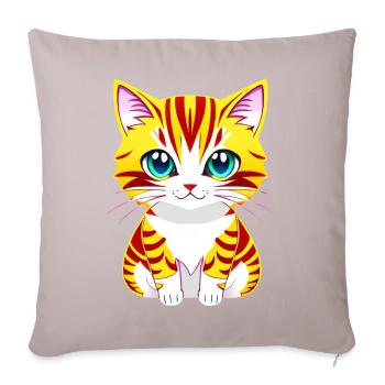Adorable illustration d’un chat aux yeux bleus - Housse de coussin décorative 45 x 45 cm - taupe clair - Devant