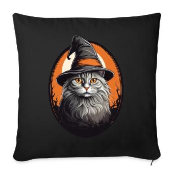 Halloween Cat - Sofa pillowcase 17,3'' x 17,3'' (45 x 45 cm) - black - Front