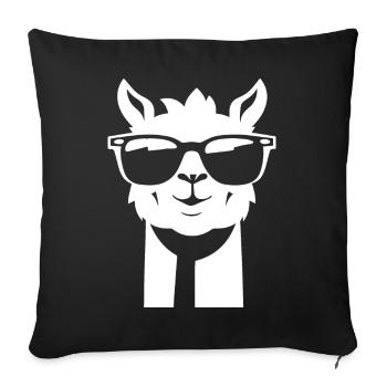 Drôle d’alpaga portant des lunettes de soleil cool alpagas - Housse de coussin décorative 45 x 45 cm - noir - Devant