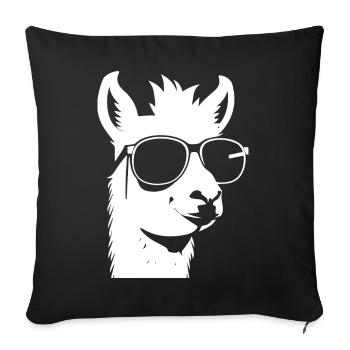 Lustiges Alpaka mit Sonnenbrille Coole Alpakas - Sofakissenbezug 45 x 45 cm - Schwarz - Vorne