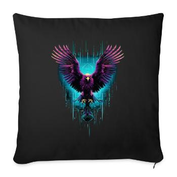 eagle, eagle head, bird of prey, bird of prey, animal, neon - Sofa pillowcase 17,3'' x 17,3'' (45 x 45 cm) - black - Front