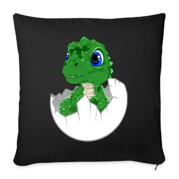 Kleiner Baby Dino im Ei - Sofakissenbezug 45 x 45 cm - Schwarz - Vorne