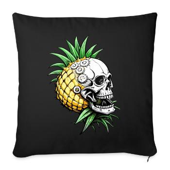 Crâne d’ananas // Crâne ananas fruit FS0064 - Housse de coussin décorative 45 x 45 cm - noir - Devant