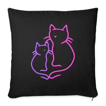 Retro Cats Vintage 90's 80's Cat Child Summer - Sofa pillowcase 17,3'' x 17,3'' (45 x 45 cm) - black - Front