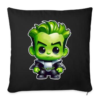 Cute green monster - Sofa pillowcase 17,3'' x 17,3'' (45 x 45 cm) - black - Front