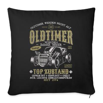 OLDTIMER WERDEN NICHT ALT 1974 50 JAHRE - Sofakissenbezug 45 x 45 cm - Schwarz - Vorne