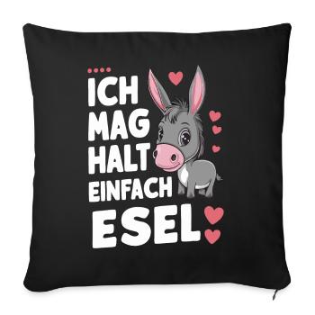 Esel Eselchen Maultier Muli - Sofakissenbezug 45 x 45 cm - Schwarz - Vorne