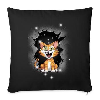 Cat Cats Kitten Mystical - Sofa pillowcase 17,3'' x 17,3'' (45 x 45 cm) - black - Front