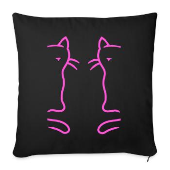 Retro Cats Vintage 90s 80s Cat Kids - Sofa pillowcase 17,3'' x 17,3'' (45 x 45 cm) - black - Front