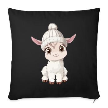 Llama Cute Cute Baby Kids Animal Alpaca Cartoon - Sofa pillowcase 17,3'' x 17,3'' (45 x 45 cm) - black - Front