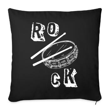 Musik - ROCK - Schlagzeug - Drums - Percussion - Sofakissenbezug 45 x 45 cm - Schwarz - Vorne
