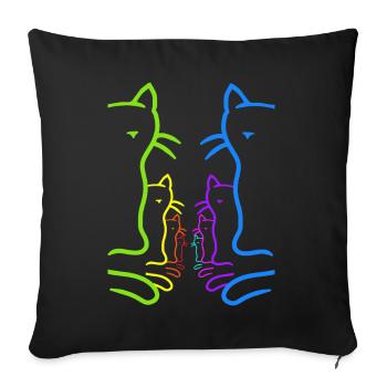 LGBT Chats Arc-en-ciel Chat Drapeau arc-en-ciel - Housse de coussin décorative 45 x 45 cm - noir - Devant