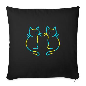 80s 90s Retro Cats Cat Vintage - Sofa pillowcase 17,3'' x 17,3'' (45 x 45 cm) - black - Front