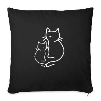 Chat Chats Rétro Années 80 Années 90 Vintage - Housse de coussin décorative 45 x 45 cm - noir - Devant