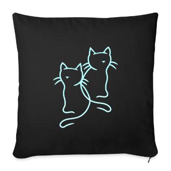 80s 90s Cats Retro Vintage Cat - Sofa pillowcase 17,3'' x 17,3'' (45 x 45 cm) - black - Front