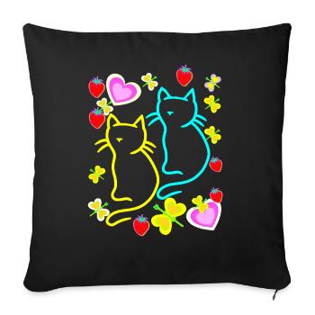 Kids Child Toddlers Summer Retro Cats 80s - Sofa pillowcase 17,3'' x 17,3'' (45 x 45 cm) - black - Front
