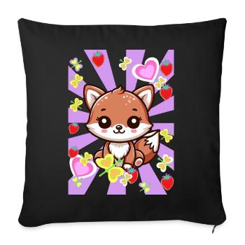 Retro Fox Foxes Kids Child Baby Vintage - Sofa pillowcase 17,3'' x 17,3'' (45 x 45 cm) - black - Front