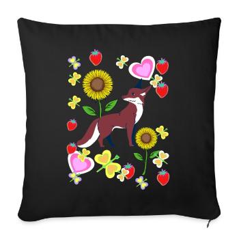 80s Retro Fox Foxes Kids Child Summer - Sofa pillowcase 17,3'' x 17,3'' (45 x 45 cm) - black - Front