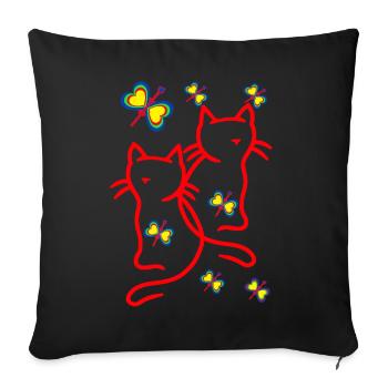 80s 90s Cats Kids Child - Sofa pillowcase 17,3'' x 17,3'' (45 x 45 cm) - black - Front