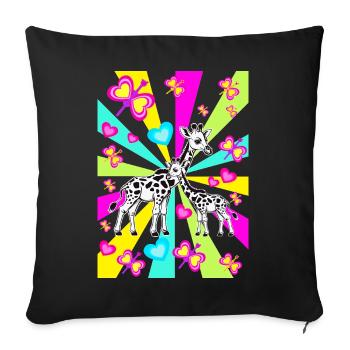 des années 80 Girafe Girafe Enfants Filles Garçons - Housse de coussin décorative 45 x 45 cm - noir - Devant