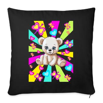 années 80 des années 90 Teddy Retro Teen Kids Ours Ours - Housse de coussin décorative 45 x 45 cm - noir - Devant
