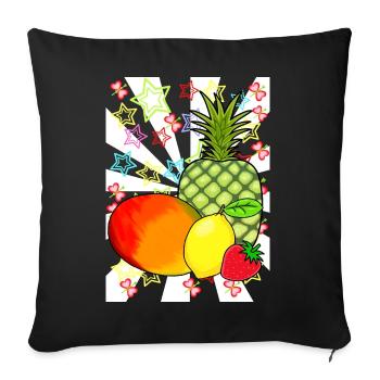 80s Fruit Fruits Fruit Retro Teen - Sofa pillowcase 17,3'' x 17,3'' (45 x 45 cm) - black - Front