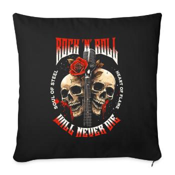 Rock N Roll Skull Electric Guitar Rose Music Rocker - Sofa pillowcase 17,3'' x 17,3'' (45 x 45 cm) - black - Front