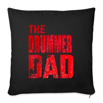 Cadeau de papa batteur musicien - Housse de coussin décorative 45 x 45 cm - noir - Devant
