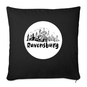 ravensburg,skyline, circle, scissor cut,white - Sofa pillowcase 17,3'' x 17,3'' (45 x 45 cm) - black - Front