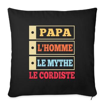 Papa l'homme le mythe le cordiste t-shirt - Housse de coussin décorative 45 x 45 cm - noir - Devant