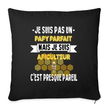 Papy apiculteur humour abeille apicole t-shirt - Housse de coussin décorative 45 x 45 cm - noir - Devant