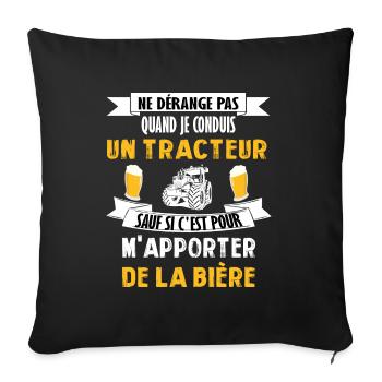 Je conduis un tracteur t-shirt agriculteur bière - Housse de coussin décorative 45 x 45 cm - noir - Devant