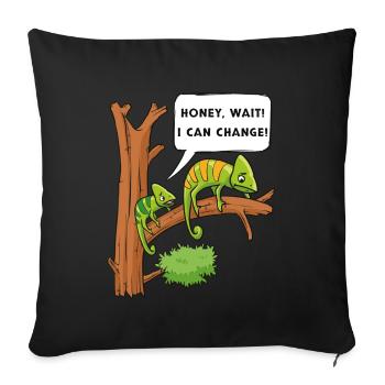 Chameleon Reptile Owner Lizard Reptile Pet - Sofakissenbezug 45 x 45 cm - Schwarz - Vorne
