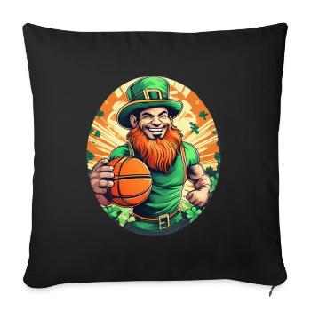 St. Patrick's Day Shamrock Basketball - Sofa pillowcase 17,3'' x 17,3'' (45 x 45 cm) - black - Front