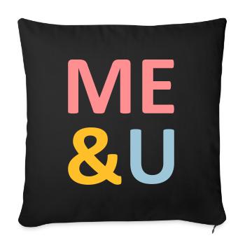 ★ Couleurs de conception modifiables ★ Moi et U (moi et vous) - Housse de coussin décorative 45 x 45 cm - noir - Devant
