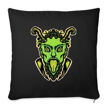 Green Krampus with tongue and horns - Sofa pillowcase 17,3'' x 17,3'' (45 x 45 cm) - black - Front
