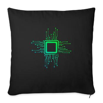 Circuits CPU Puce d’ordinateur Nerds - Housse de coussin décorative 45 x 45 cm - noir - Devant