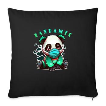 Panda-Pandamic Mignon assis - Housse de coussin décorative 45 x 45 cm - noir - Devant