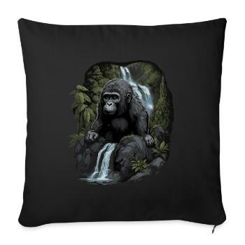 Gorille Singe Animal Bébé Louveteau Singe Gorilles - Housse de coussin décorative 45 x 45 cm - noir - Devant