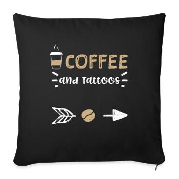 Café et tatouages - Café - Housse de coussin décorative 45 x 45 cm - noir - Devant