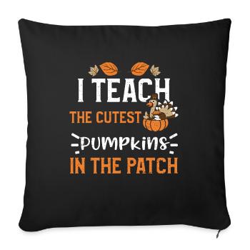 J’enseigne les citrouilles les plus mignonnes en T... - Housse de coussin décorative 45 x 45 cm - noir - Devant
