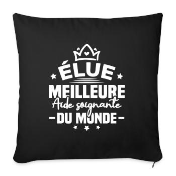 Élue meilleure aide soignante du monde - Housse de coussin décorative 45 x 45 cm - noir - Devant