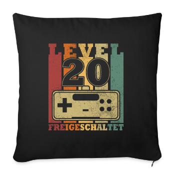 Level 20 Freigeschaltet - Sofakissenbezug 45 x 45 cm - Schwarz - Vorne