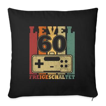 Level 60 Freigeschaltet - Sofakissenbezug 45 x 45 cm - Schwarz - Vorne