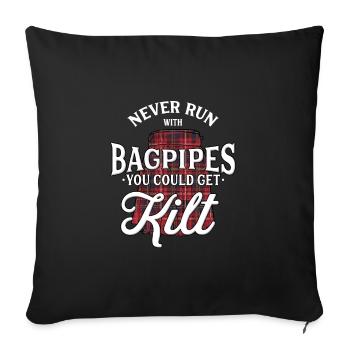 Ecosse musicien kilt tartan disant - Housse de coussin décorative 45 x 45 cm - noir - Devant