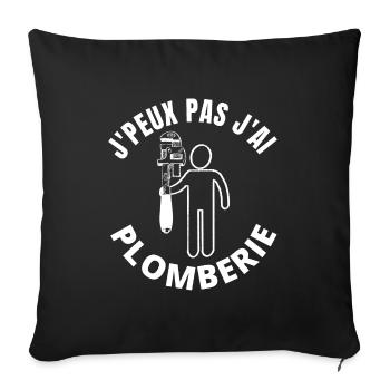 j peux pas j ai plomberie - Housse de coussin décorative 45 x 45 cm - noir - Devant
