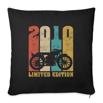 Vintage Moto 2010 Rétro Cadeau D'anniversaire - Housse de coussin décorative 45 x 45 cm - noir - Devant