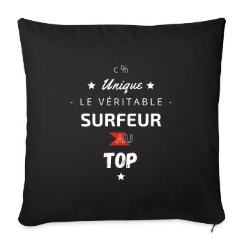 Le véritable surfeur au top - Housse de coussin décorative 45 x 45 cm - noir - Devant
